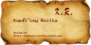 Kopácsy Rozita névjegykártya
